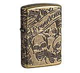 Image of Zippo Armor Freedom Skull Antique Brass Lighter w/ Click