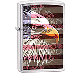 Image of Zippo Eagle Flag Brushed Chrome Lighter