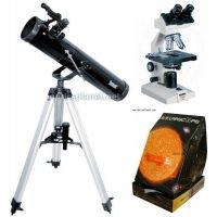 3-PC Astronomy and Biology Science Gift Package - Konus Campus 1000x Biological Microscope 5326, Bushnell 3" Telescope 789669, Solarscope 04P101