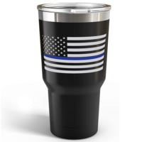 Old Southern Brass Thin Blue Line American Flag Double Wall 30oz Travel Tumbler Mug
