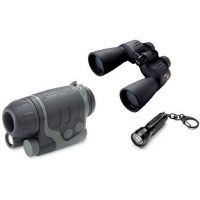 3-PC Night Day Hiking Gift Package - Nikon 12x50 Action Extreme Waterproof Binoculars 7246, Bushnell 2X24 Night Vision Monoculars 262024, Streamlight Key-Mate with White LED 72001