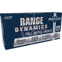 Fiocchi Range Dynamics 9mm Luger 124 Grain FMJ Brass Cased Pistol Ammunition