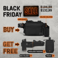 945 Industries BUNDLE QAPS CORDURAR CONCEALMENT BAG SMALL BLACK WITH KYDEX HOLSTER + shoulder pad / mag holder / pouch - free BE18B01E