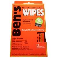 Ben's 30 Insectand Tick Repellent DEET Wipes 12 Per Box