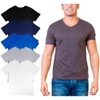 Agiato Mens Short Sleeve V Neck T Shirt, 6 Pack