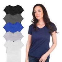 Agiato Womens Short Sleeve Cotton V Neck T Shirt