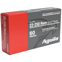 Aguila Ammunition 22-250 REM 60 Grain Soft Point Brass Cased Rifle Ammunition