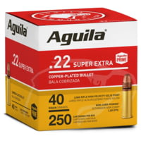 Aguila Ammunition .22LR High Vel. 1255fps. 40 Grain Plated Lead Round Nose Brass Case Ammunition