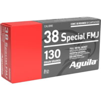 Aguila Ammunition .38 SPL 130 Grain Full Metal Jacket Brass Case Pistol Ammunition