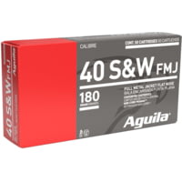 Aguila Ammunition .40 S&amp;W 180 Grain ull Metal Jacket Flat Nose Brass Case Pistol Ammunition