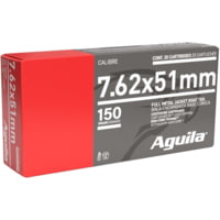 Aguila Ammunition 7.62/308 150 Grain Full Metal Jacket Boat Tail Brass Case Rifle Ammunition