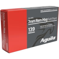 Aguila Ammunition 7MM REM MAG 139 Grain Soft Point Brass Cased Rifle Ammunition