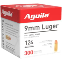 Aguila Ammunition 9mm Luger 124 Grain Full Metal Jacket Brass Case Pistol Ammunition