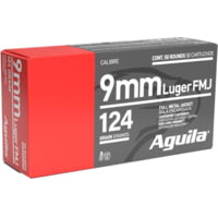 Aguila Ammunition 9mm Luger 124 Grain Full Metal Jacket Brass Case Pistol Ammunition