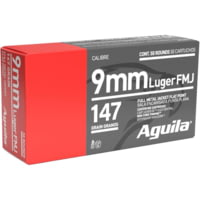 Aguila Ammunition 9mm Luger 147 Grain Full Metal Jacket Flat Point Brass Case Pistol Ammunition