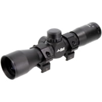 AIM Sports Inc 4X32mm Compact Rifle Scope w/ Rings, Mil-Dot Reticle