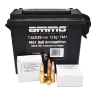 Ammo, Inc. 7.62x39mm 123 Grain Full Metal Jacket (FMJ) Brass Case Rifle Ammunition w/Can