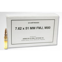 Armscor Precision Inc 7.62x51mm NATO 147 Grain Full Metal Jacket Brass Cased Centerfire Rifle Ammunition