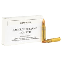 Armscor Precision Inc Match Proof 5.56x45mm NATO 52 Grain Boat-Tail Hollow Point Brass Cased Centerfire Rifle Ammunition