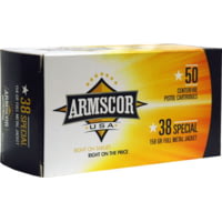 Armscor Precision Inc USA .38 Special 158 Grain Full Metal Jacket Brass Cased Pistol Ammunition