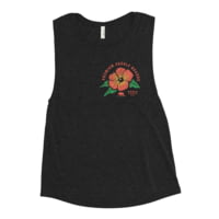 Atoll Board Co Womens' Muscle Tank with Atoll Paddle Boards Island Flower Graphic - Black Heather, 2XL - Black Heather,2XL 6557A0CD