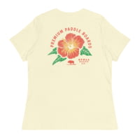 Atoll Board Co Women's Relaxed T-Shirt with Atoll Paddle Board Island Flower Graphic - Citron, XL - Citron,XL 124B3348