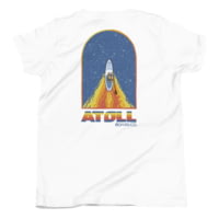 Atoll Board Co Youth Short Sleeve T-Shirt with Atoll Paddle Board Wake Graphic - White, XL - White,XL 76AE3318