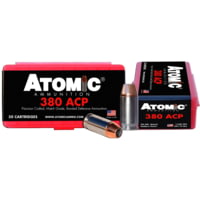 Atomic Ammunition Pistol .380 ACP 90 Grain Hollow Point Nickel Plated Brass Cased Centerfire Pistol Ammunition