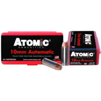Atomic Ammunition Pistol 10mm Auto 180 Grain Bonded Match Hollow Point Nickel Plated Brass Cased Pistol Ammunition