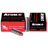 Atomic Ammunition Pistol 10mm Auto 180 Grain Bonded Match Hollow Point Nickel Plated Brass Cased Pistol Ammunition