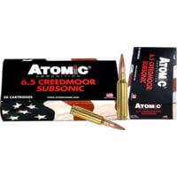 Atomic Rifle Subsonic 6.5mm Creedmoor 129 Grain Hollow Point Boat Tail Steel Cased Centerfire Rifle Ammunition
