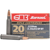 Barnaul Ammo 223REMSPBT55 Rifle 223 Rem 55 Gr Soft Point Boat Tail (BTSP) 20 Bx