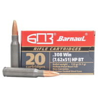 BarnauL Polycoated Steel Case Rifle Ammunition .308 Win 150gr HP 2756 fps