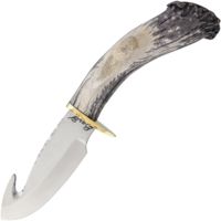 Barto Deer Antler Large Guthook Fixed Blade Knife