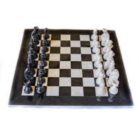 Battling Blades Marble Black And White Chess Set With Fancy Chess Pieces Black Border