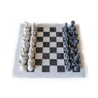 Battling Blades Marble Black And White Coral Chess Set With Chess Pieces Black Border