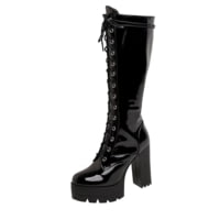 Battling Blades Patent Lace Up Platform Leather Boots