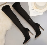 Battling Blades Stretch Over Pointed Toe Faux Long Boots