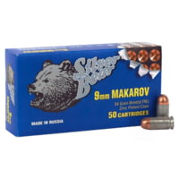 Bear Ammunition Silver Bear 9x18 Makarov 94gr. Fmj-rn Zinc Plated Case 50-pk