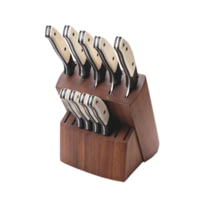 Bear and Son Knives Bear &amp; Son 10 Piece Block Set Fixed Kitchen Knives White Smooth Bone with Walnut Block 964A202F