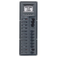 BEP Marine AC Circuit Breaker Panel w/Digital Meters, 8SP 2DP AC230V ACSM Stainless Steel Vertical