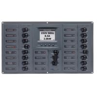 BEP Marine AC Circuit Breaker Panel w/Digital Meters, 16SP 2DP AC230V ACSM Stainless Steel Horizontal