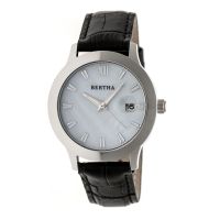 Bertha Eden Mother-Of-Pearl Leather-Band Watch w/Date