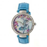 Bertha Mia Mother-Of-Pearl Leather-Band Watch