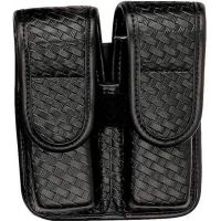 Bianchi 7902 Double Mag Pouch - Plain Black, Brass 22196