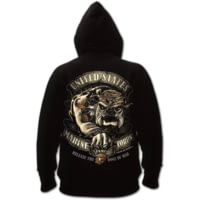 Black Ink U.S.M.C. Bulldog Hooded Pullover Sweatshirt - Men's