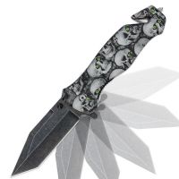 Black Legion Green-Eyed Skull Assist Open Folding Knife,4.75in Closed