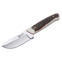Boker USA Arbolito Skinner Stag Fixed Blade Knife w/ Leather Sheath - 7 1/4 in OAL