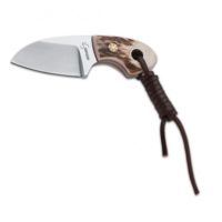 Boker USA Plus Vox Gnome Stag Knife w/ Leather Sheath and Lanyard - 4in