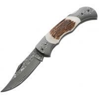 Boker USA Stag Damascus 7in Folding Knife
